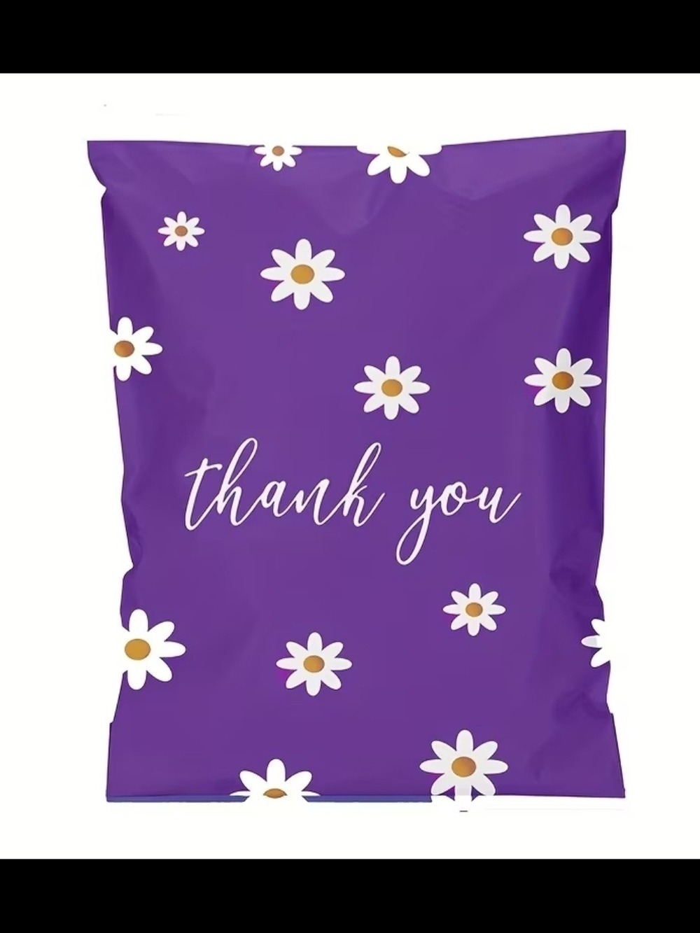 Thank You Daisy Poly Mailer in Purple - Size 10x13. Quantity Of Ten